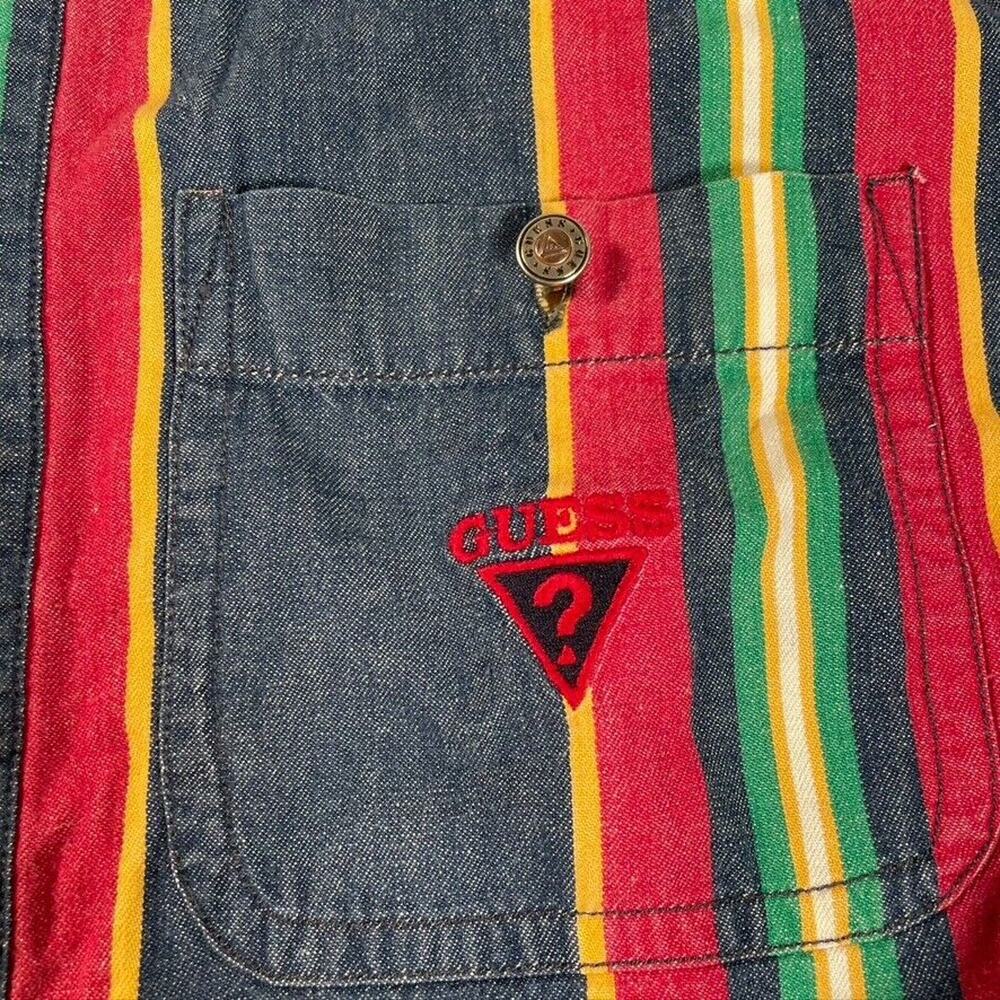 Vintage GUESS by Georges Marciano: Striped multi color‎ Button Down Top - Picture 2 of 5